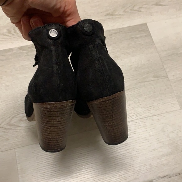Rag and Bone Margot booties black leather suede size 37 1/2 zipper chunky heels - Picture 16 of 16
